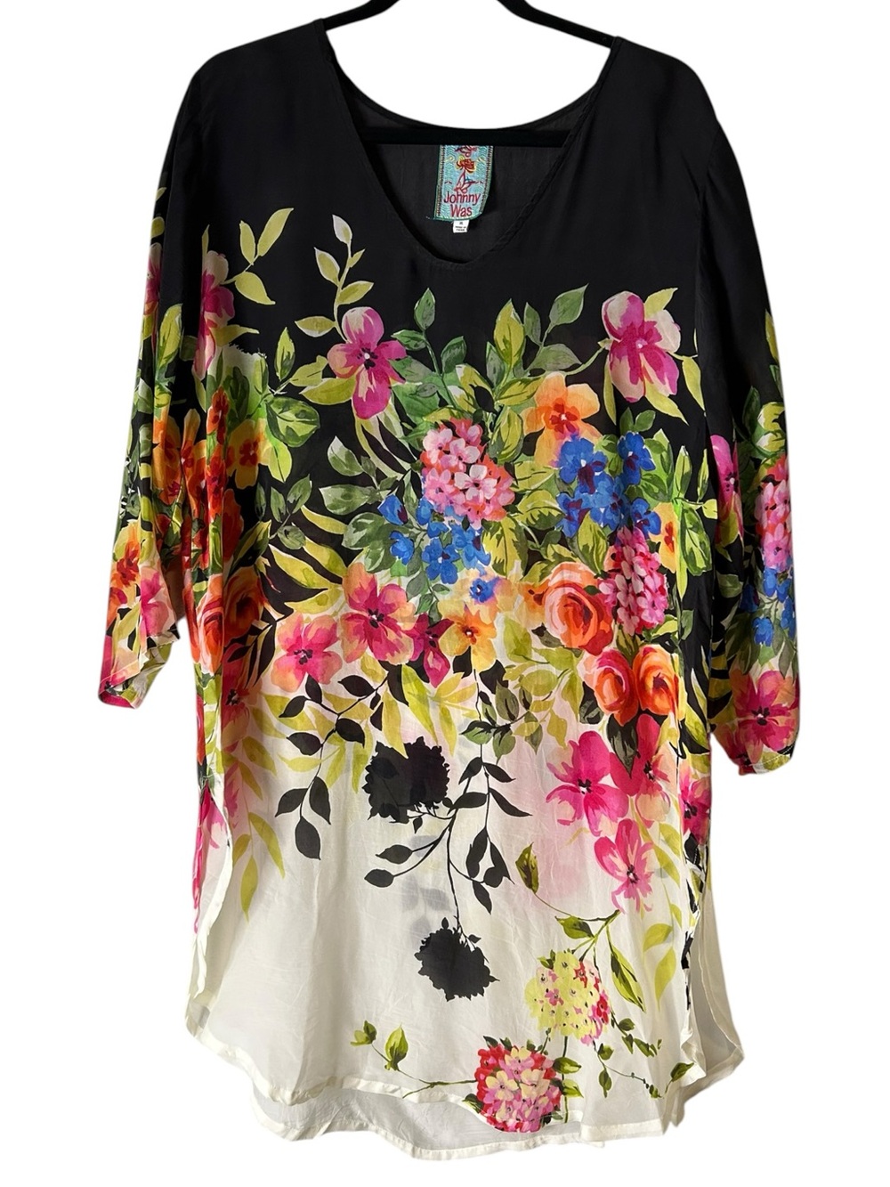Johnny Was Betty Floral Tunic Boho Rayon XL Flowing - Picture 3 of 11